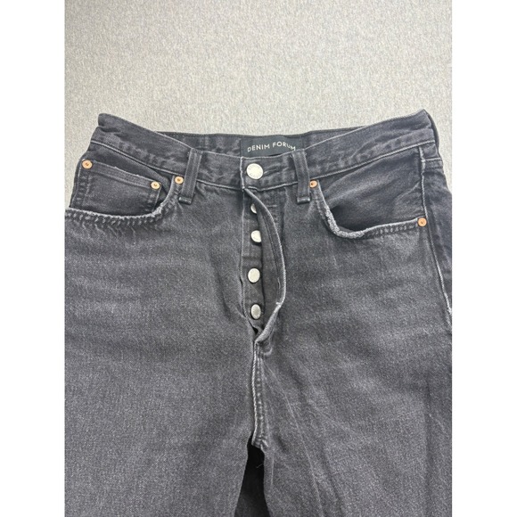 Denim Forum Jeans Womens 26 The Joni High Rise Loose Black Distressed Ripped - Picture 2 of 16